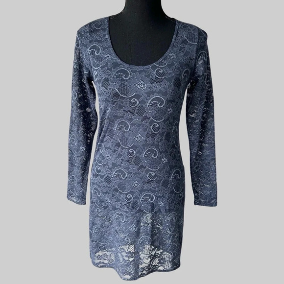 Aritzia Talula Navy Lace Semi Sheer Mini Dress - Picture 1 of 14